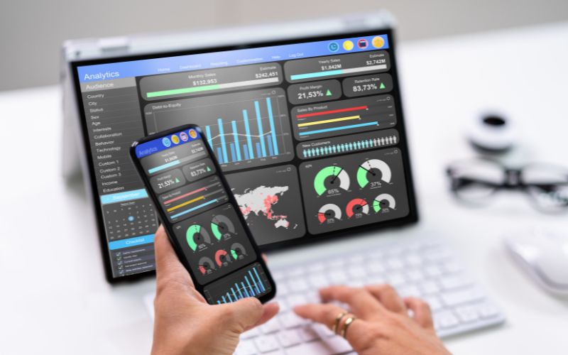 Screen with data on it