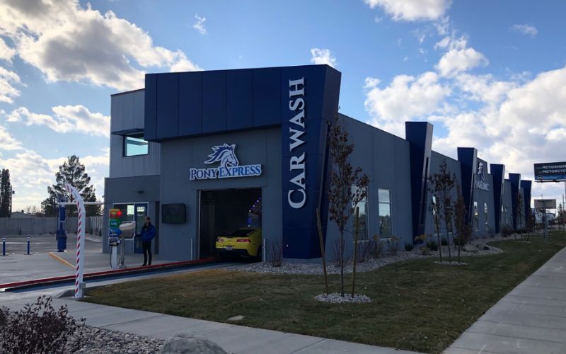 exterior of pony express car wash