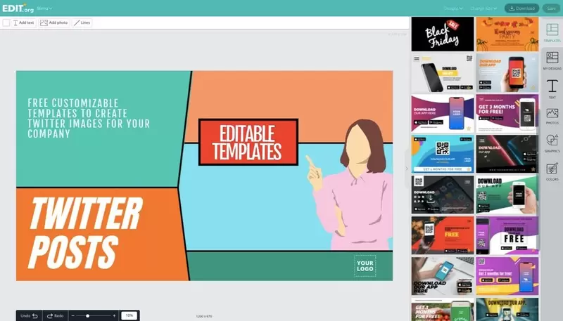 Online editor for Twitter image designs