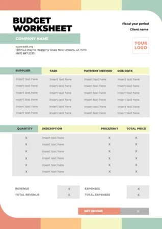 Edit a budget template