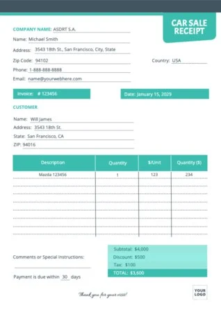 Edit a receipt sample