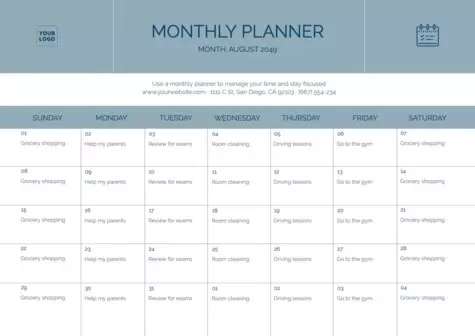 Edit a monthly planner