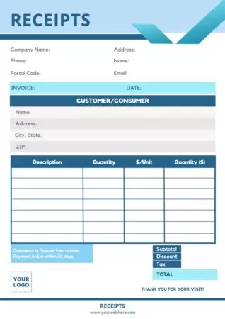 Edit a receipt sample