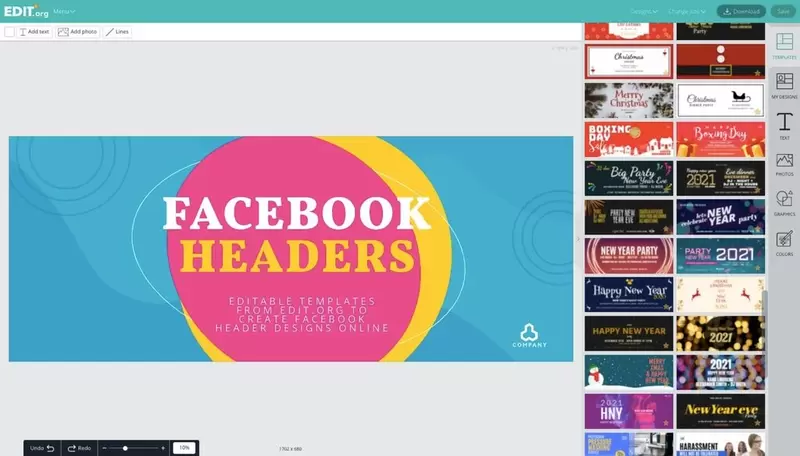 Online editor for Facebook cover designs