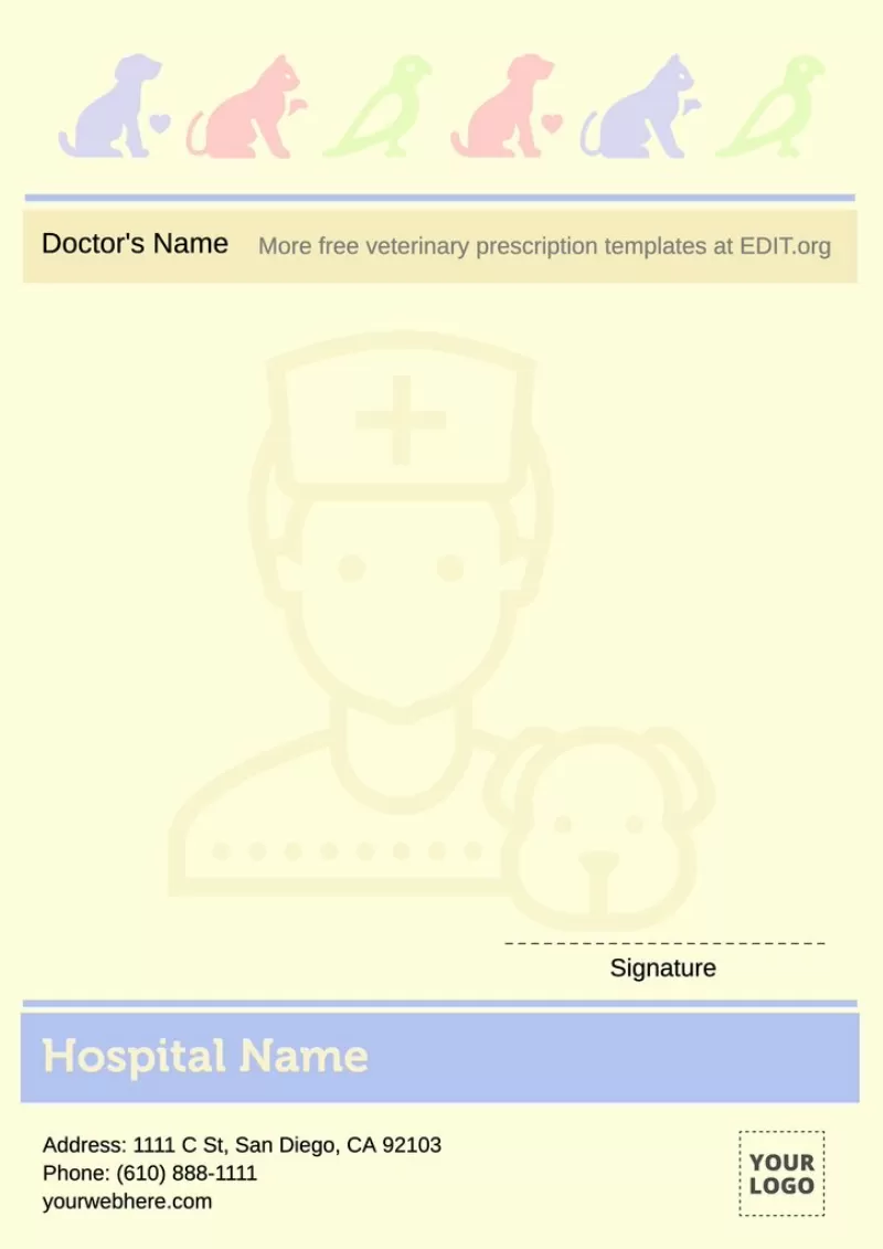 Custom veterinary prescription pad template