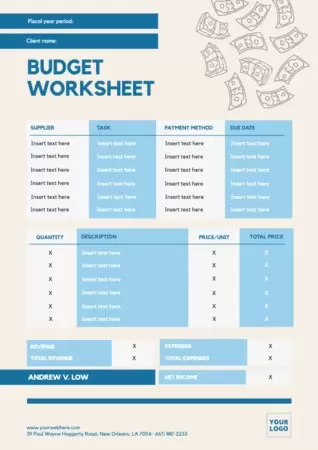 Edit a budget template