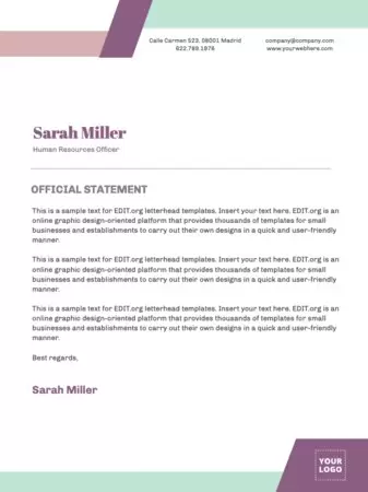 Edit a letterhead