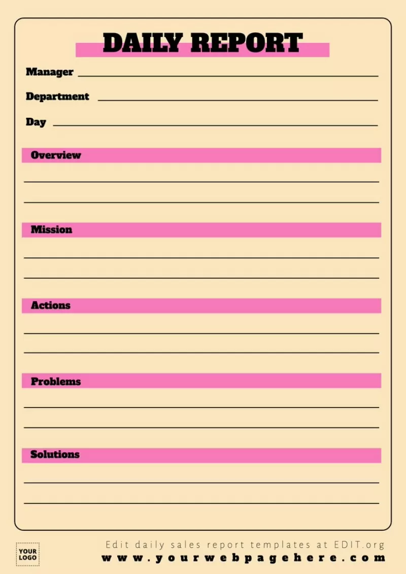 Free daily and weekly report templates to print