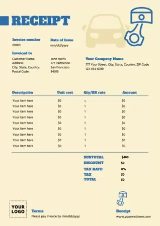 Edit a receipt sample