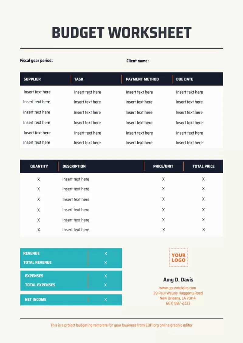 Free editable budget presentation template