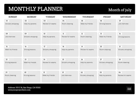 Edit a monthly planner