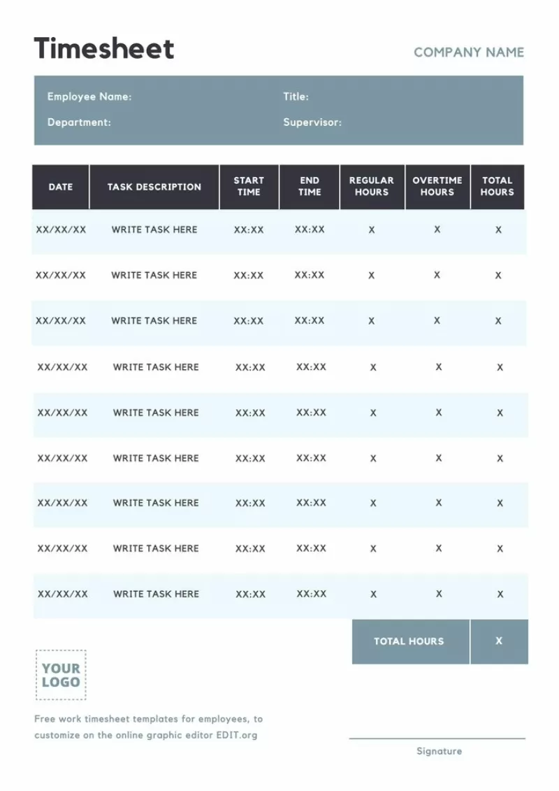 Timesheet templates maker to edit online and print