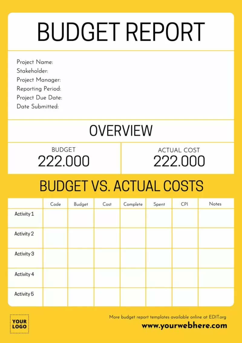 Editable financial statement templates