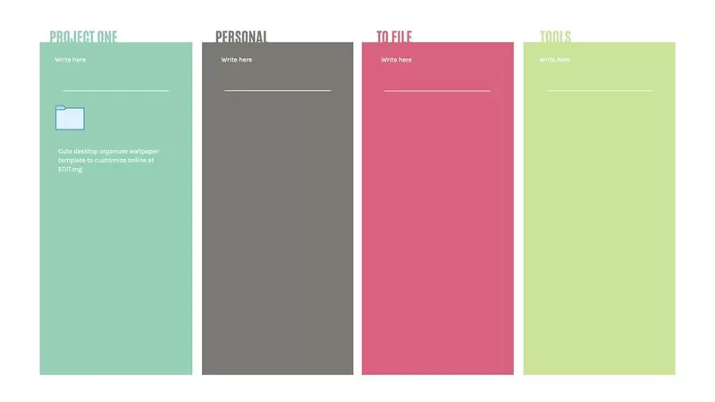 Editable desktop background to organize folders