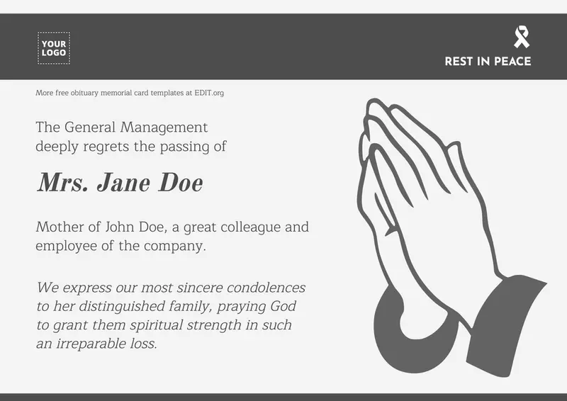 Free templates to make death announcement card