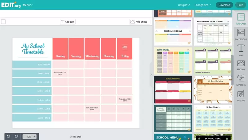 Editable weekly calendar designs to print