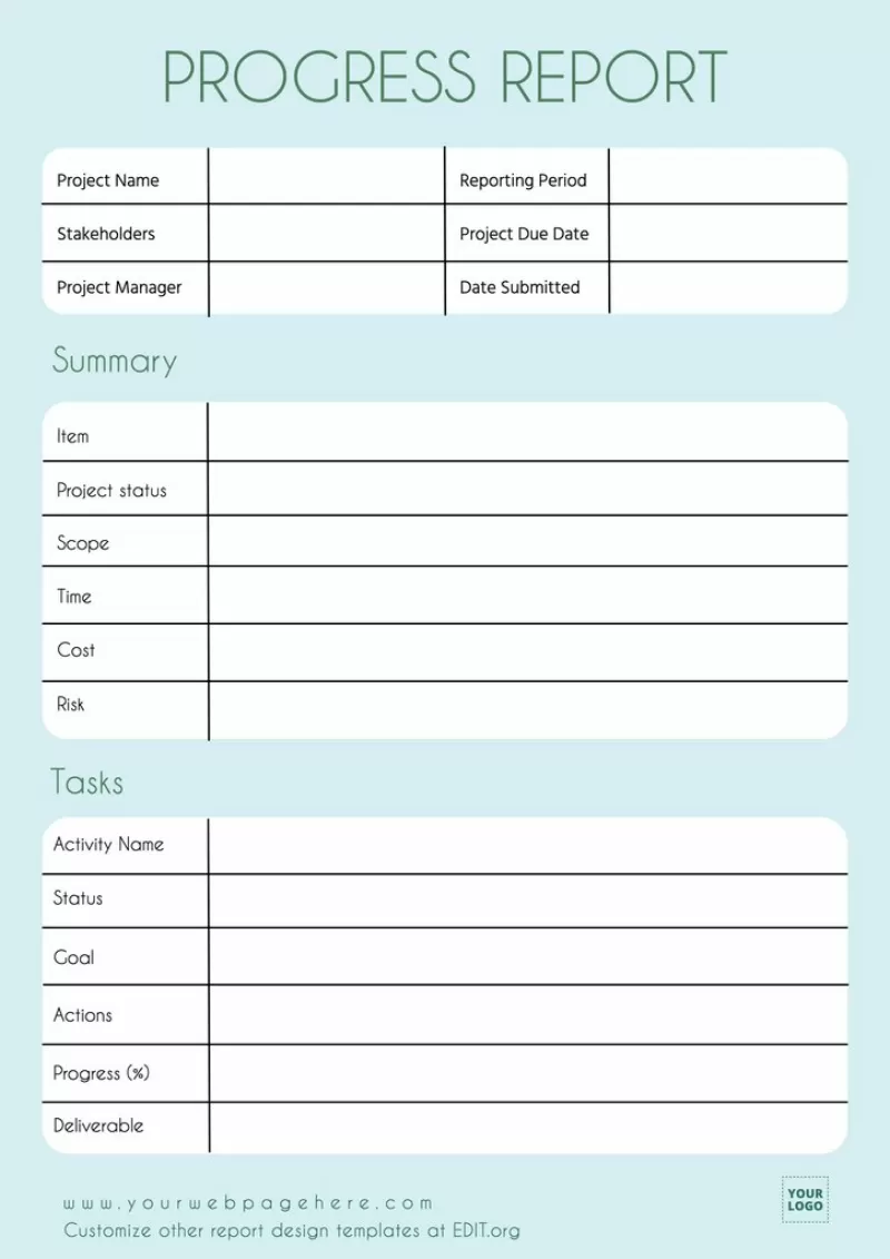 Custom business report template for companies