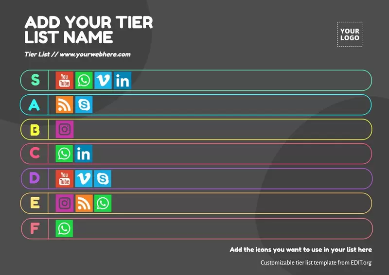 Customizable tier chart maker