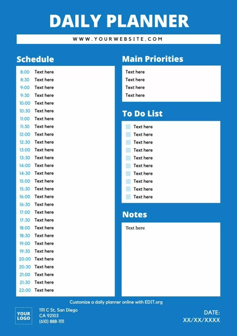 Free custom daily planner to print